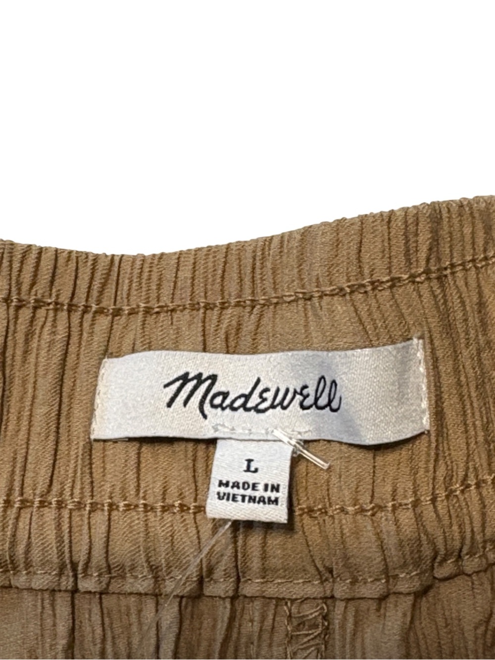 Madewell Crinkled Crepe Straight Leg Crop Pants Size M Khaki Pull On Summer NWT - Picture 5 of 8